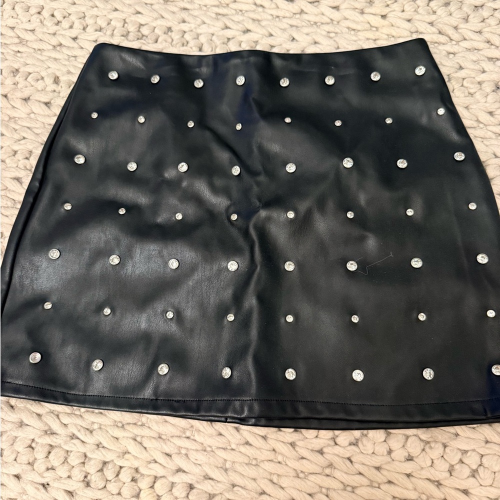 Black Studded Skirt faux leather